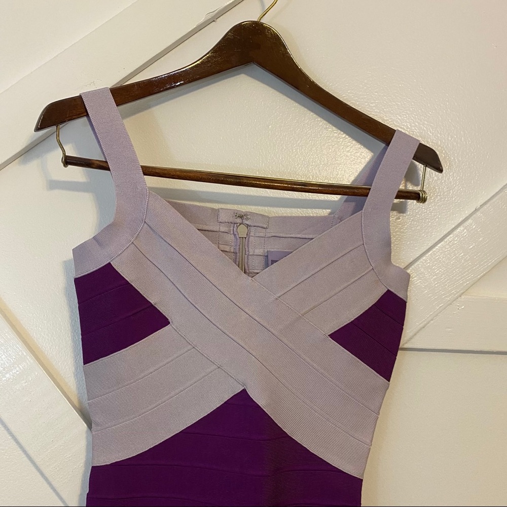 Herve Leger Keit Bandage Mini Dress Purple Sz XS - Picture 3 of 13